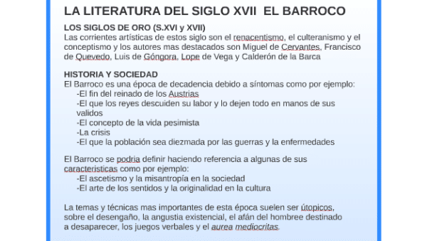 LA LITERATURA DEL SIGLO XVII EL BARROCO by Demetrio Carali on Prezi