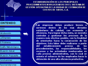 Estandarización de los principales procedimientos involucrados en ...